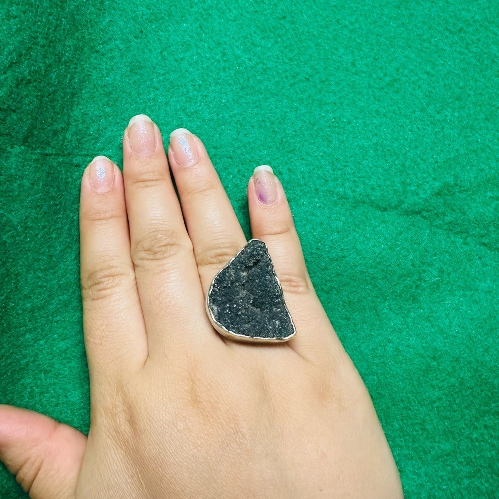 Made in Mexico Silver Black Stone Statement Ring